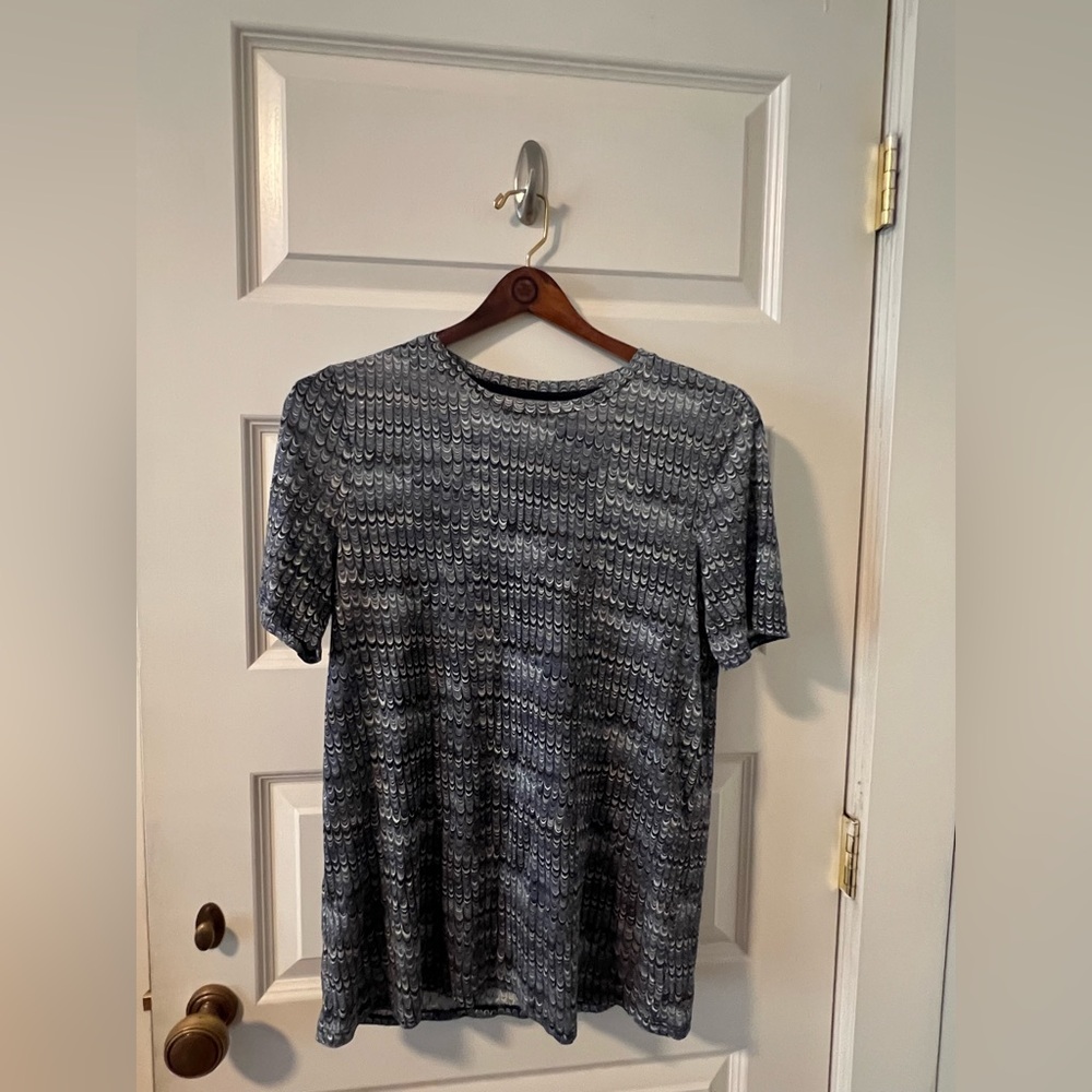 Tory Burch Blue and Gray Patterned Top